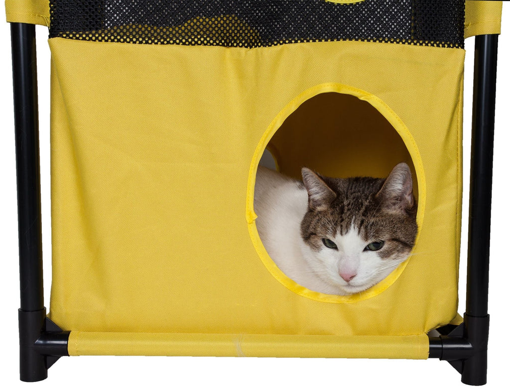 Pet Life Kitty-Square Obstacle Soft Folding Sturdy Play-Active Travel Collapsible Travel Pet Cat House Furniture - petspots