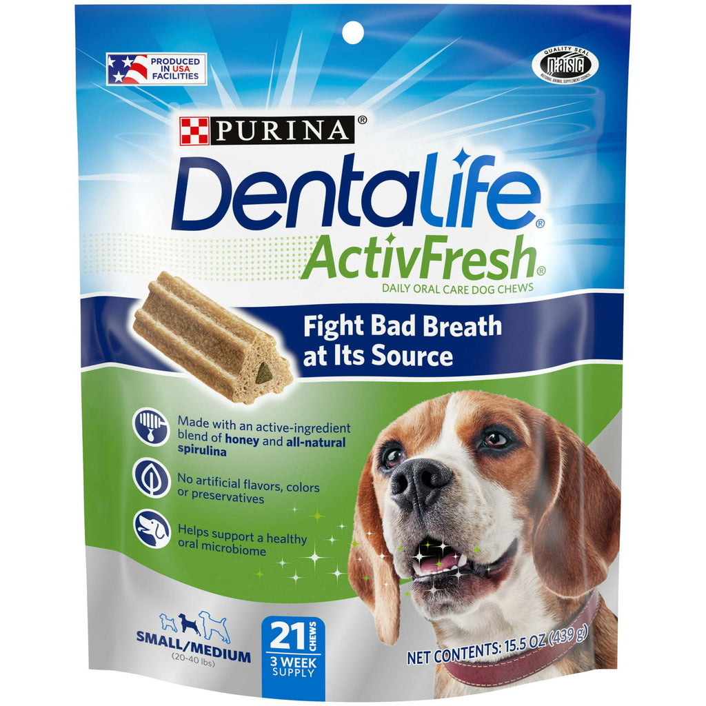 Purina DentaLife Honey & Spirulina Flavor Chunks for Dogs, 21 CT Pouch - petspots