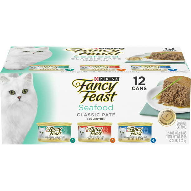 Purina Fancy Feast Classic Pate Wet Cat Food Variety Pack, 3 oz Cans (12 Pack) - petspots