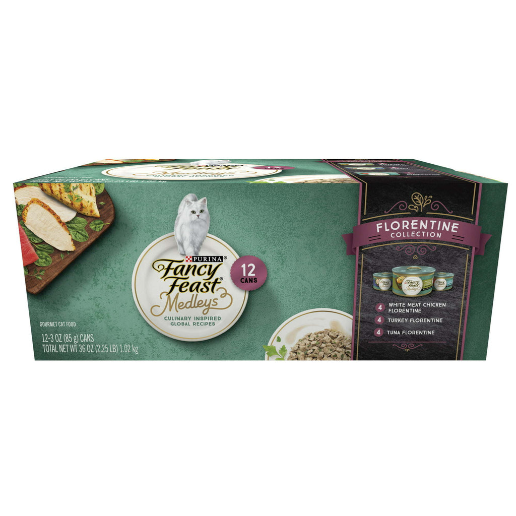 Purina Fancy Feast Medleys Florentine Collection Wet Cat Food Variety Pack, 3 oz Cans (12 Pack) - petspots