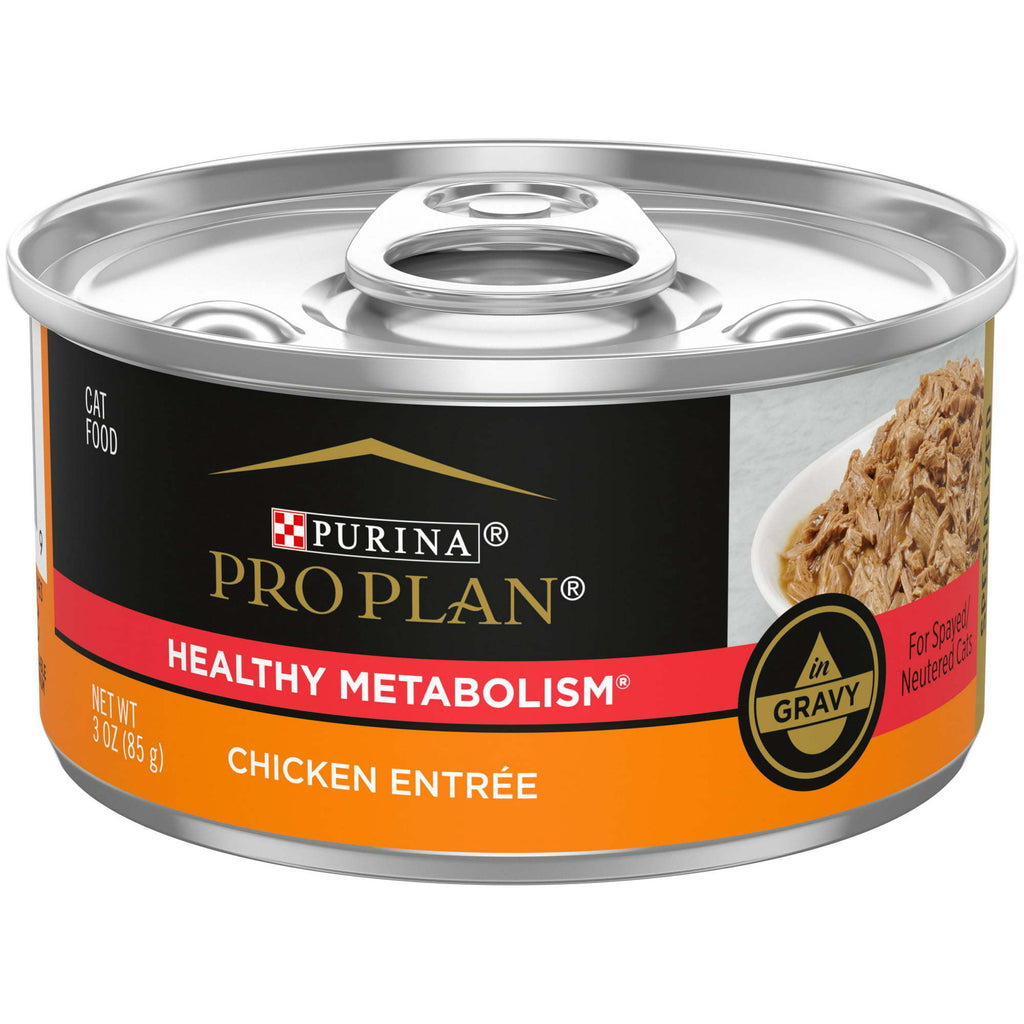 Purina Pro Plan Healthy Metabolism Wet Cat Food Chicken, 3 oz Cans (24 Pack) - petspots