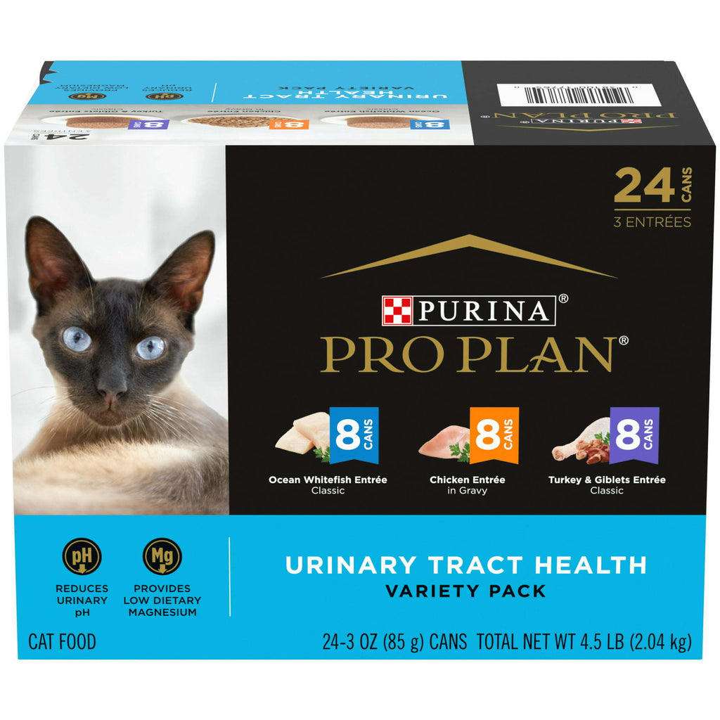 Purina Pro Plan Urinary Tract Health Wet Cat Food Variety Pack, 3 oz Cans (24 Pack) - petspots