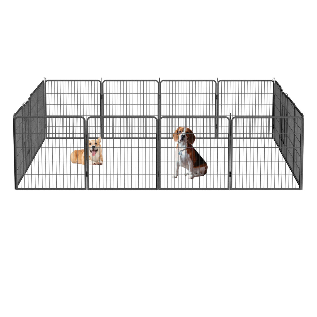32in Outdoor Fence Heavy Duty Dog Pens 16 Panels Temporary Pet Playpen with Doors - petspots