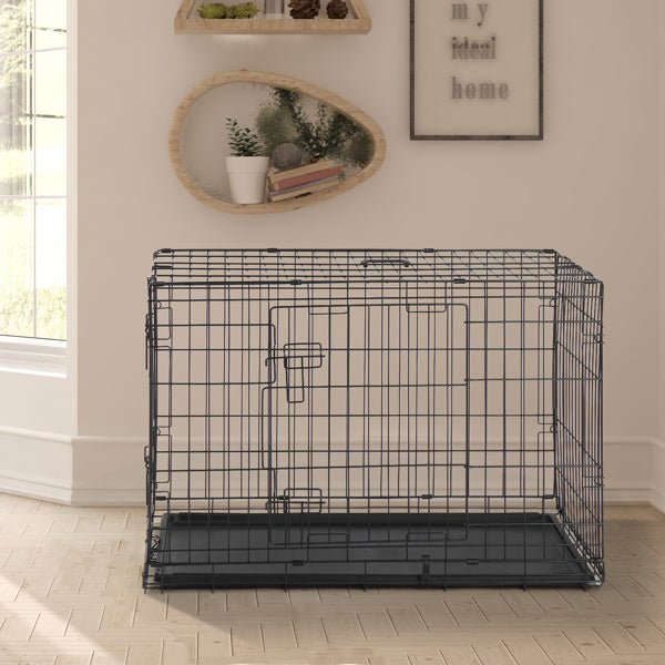 36" Pet Kennel Cat Dog Folding Steel Crate Animal Playpen Wire Metal - petspots