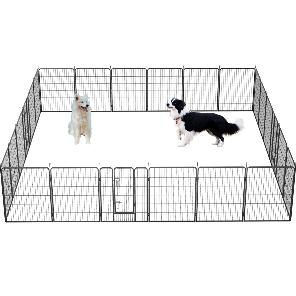 40in Outdoor Fence Heavy Duty Dog Pens 24 Panels Temporary Pet Playpen with Doors - petspots