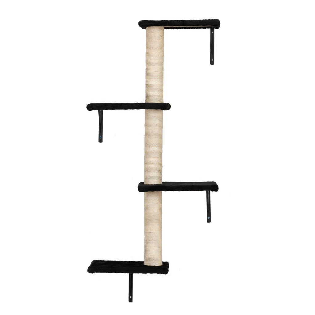 5 Pcs Wall Mounted Cat Climber Set; Floating Cat Shelves and Perches; Cat Activity Tree with Scratching Posts; Modern Cat Furniture - petspots