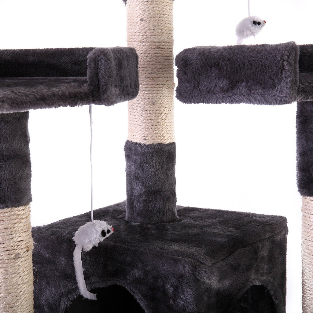 67'' Multi-Level Cat Tree Tower, Kitten Condo House with Scratching Posts, Kitty Play Activity Center, Gray - petspots