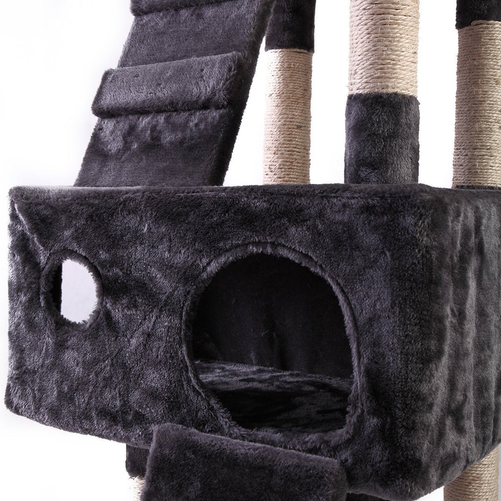 67'' Multi-Level Cat Tree Tower, Kitten Condo House with Scratching Posts, Kitty Play Activity Center, Gray - petspots
