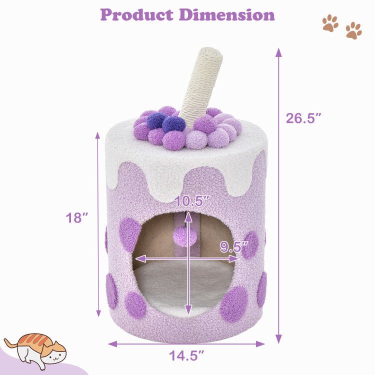 Bubble Tea Cat Tree Tower with Scratching Post - petspots