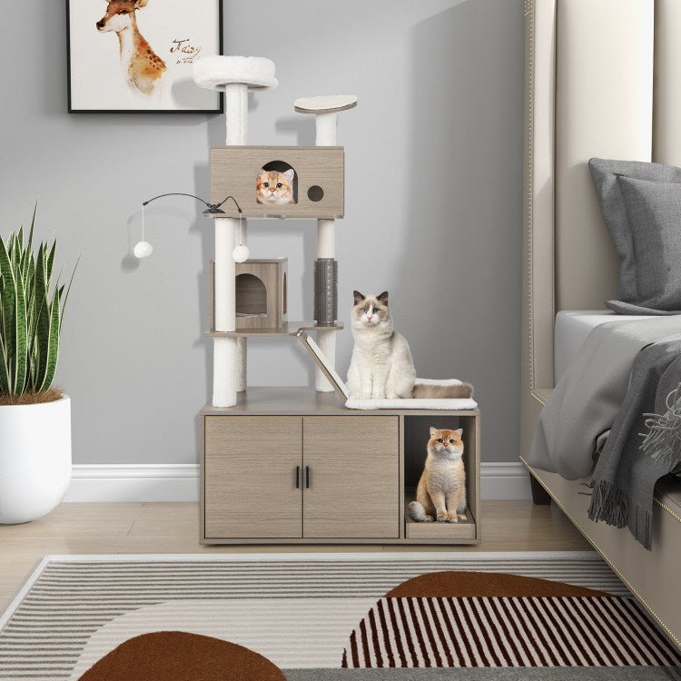 Cat Tree with Litter Box Enclosure for Indoor Cars - petspots