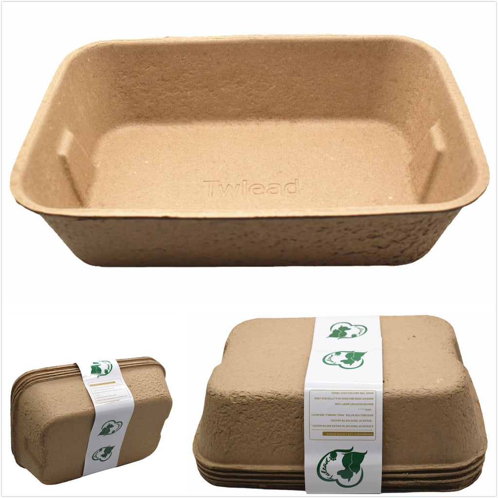 Disposable Cat Litter Box (5 Pack of Trays) Eco Friendly 100% Recycled Paper Cat Tray (Shipment From FBA) - petspots