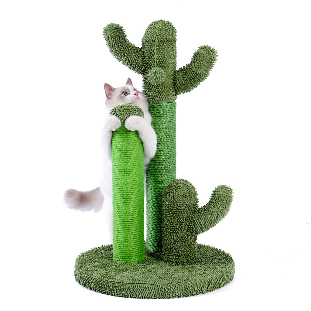 (Do Not Sell on Amazon) Cat Scratching Post Cactus Cat Scratcher Featuring with 3 Scratching Poles and Interactive Dangling Ball XH - petspots