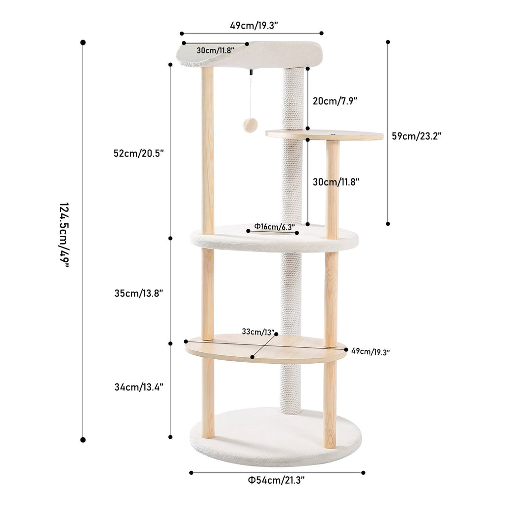 (Do Not Sell on Amazon) Multi-Level Cat Tree Modern Cat Tower Wooden Activity Center with Scratching Posts Beige - petspots