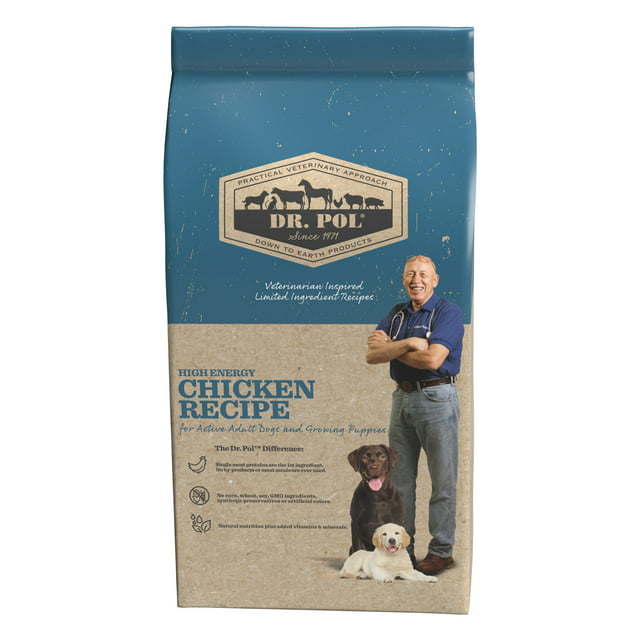 Dr. Pol High Energy Limited Ingredient Chicken Recipe Dry Dog Food for All Breeds, Ages and Sizes of Dogs and Growing Puppies, 12 lb. Bag - petspots