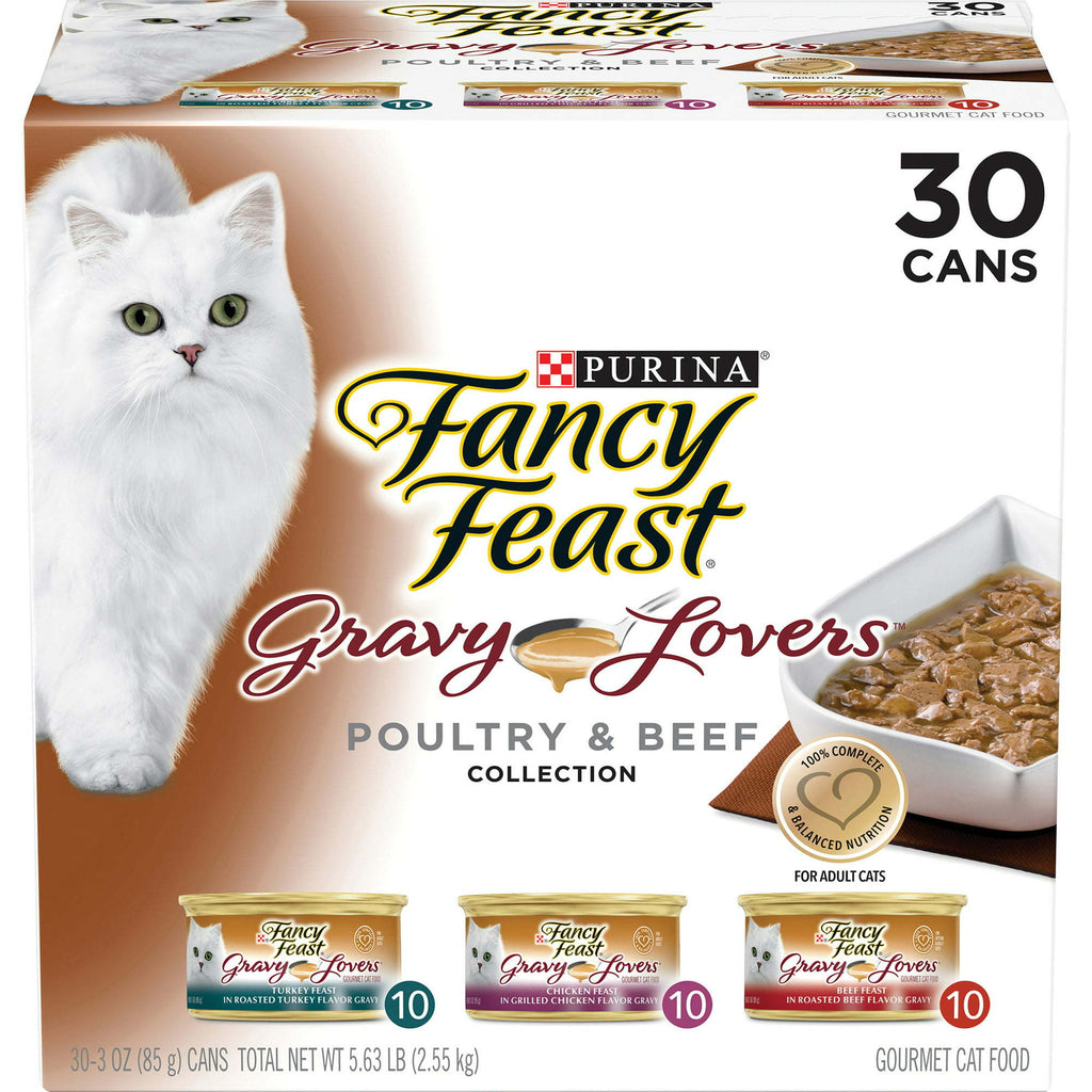 Fancy Feast Gravy Wet Cat Food Variety Pack, 3 oz Cans (30 Pack) - petspots