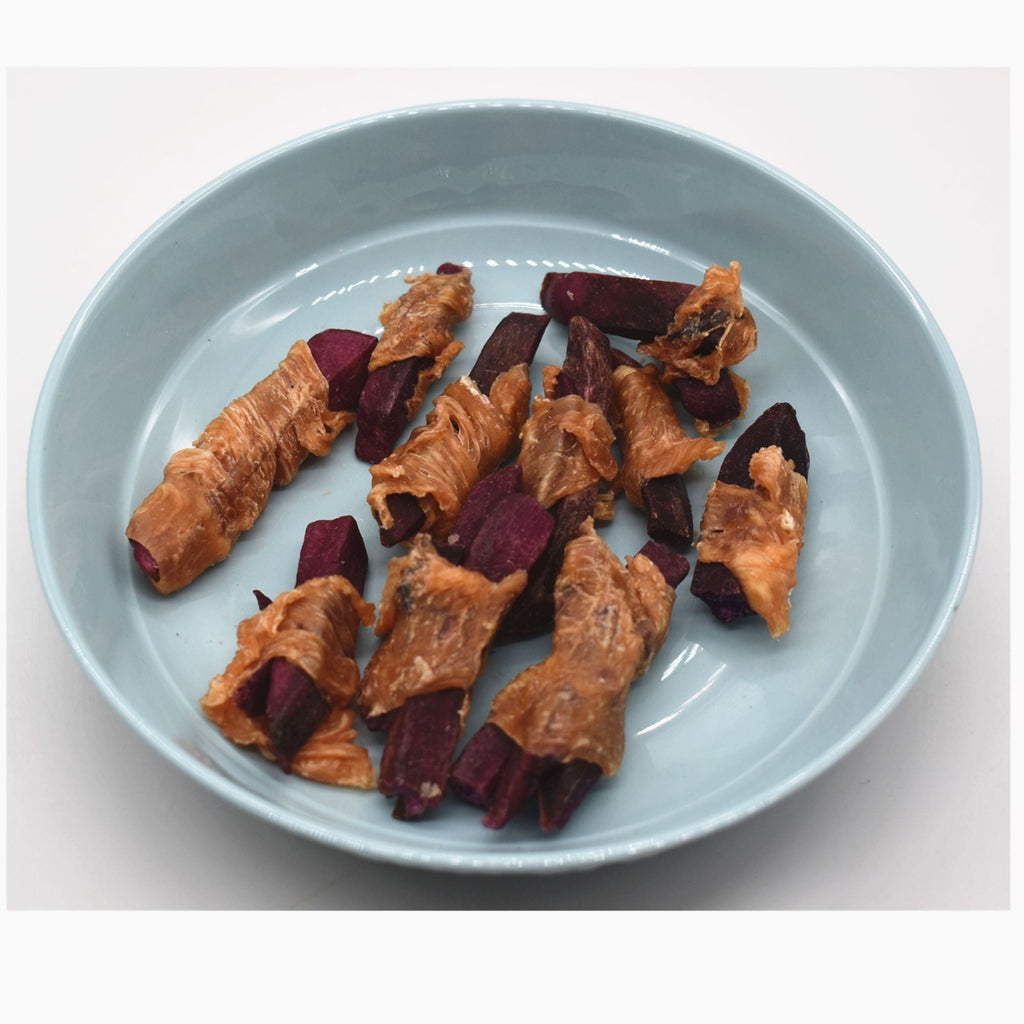 Healthy Treats for Dogs,Chicken Wrapped Purple Sweet Potato Dog Treats,Soft Snacks suitable for Small Medium Large Dogs-Chicken Wrapped Purple Potato,8 oz - petspots