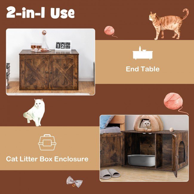 Multipurpose Wooden Side Table And Hidden Cabinet Cat Furniture - petspots