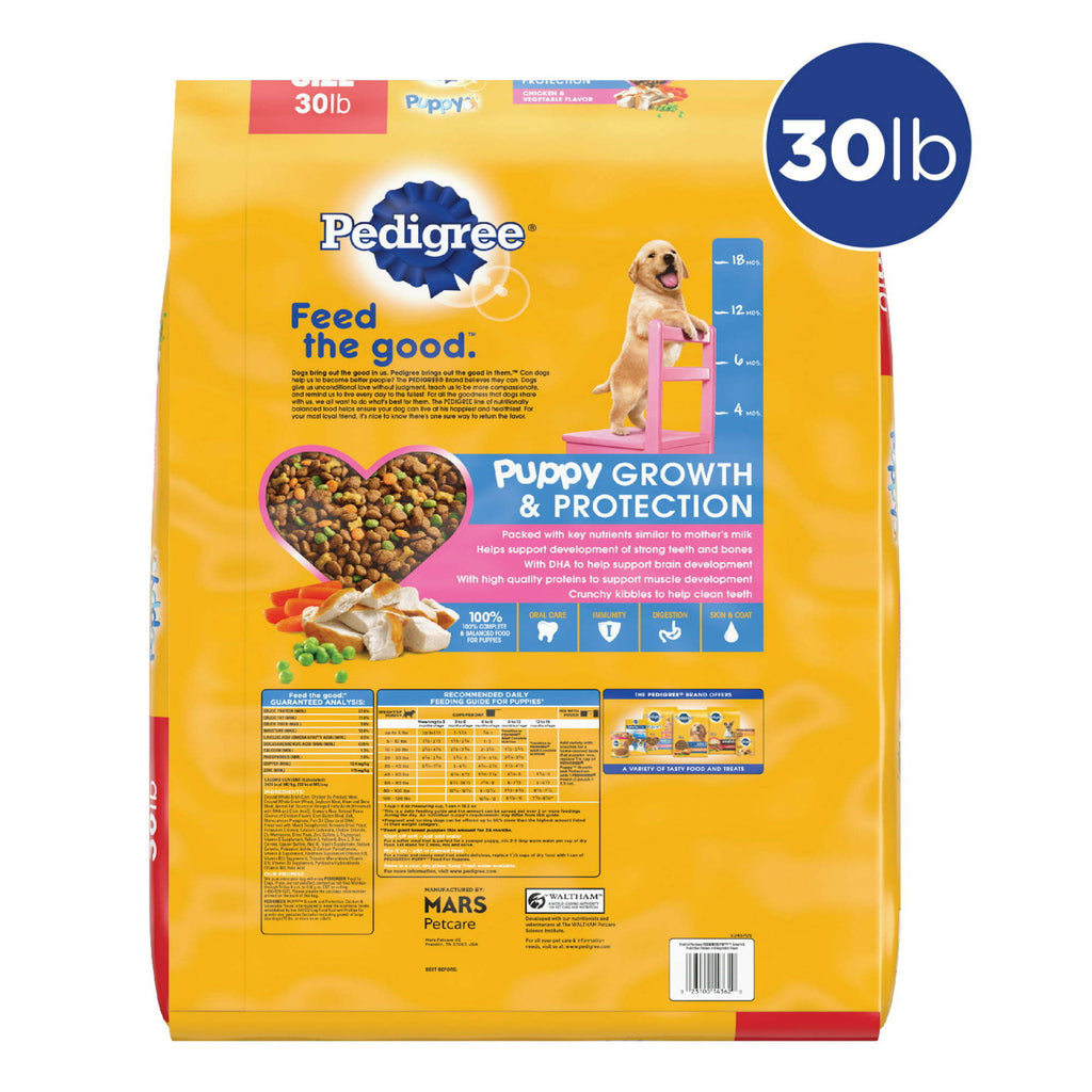 Pedigree Puppy Growth & Protection Chicken & Vegetable Flavor Dry Dog Food, 30 lb - petspots
