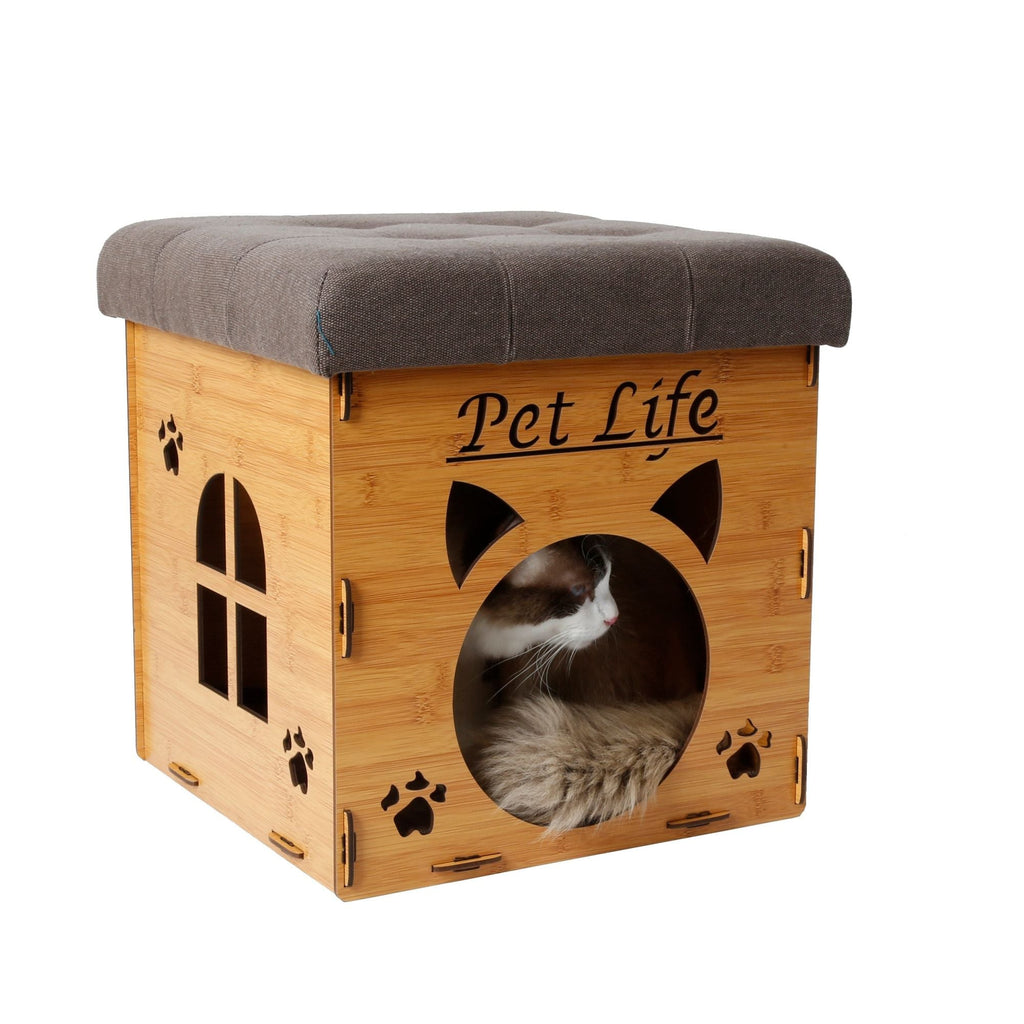 Pet Life Foldaway Collapsible Designer Cat House Furniture Bench - petspots