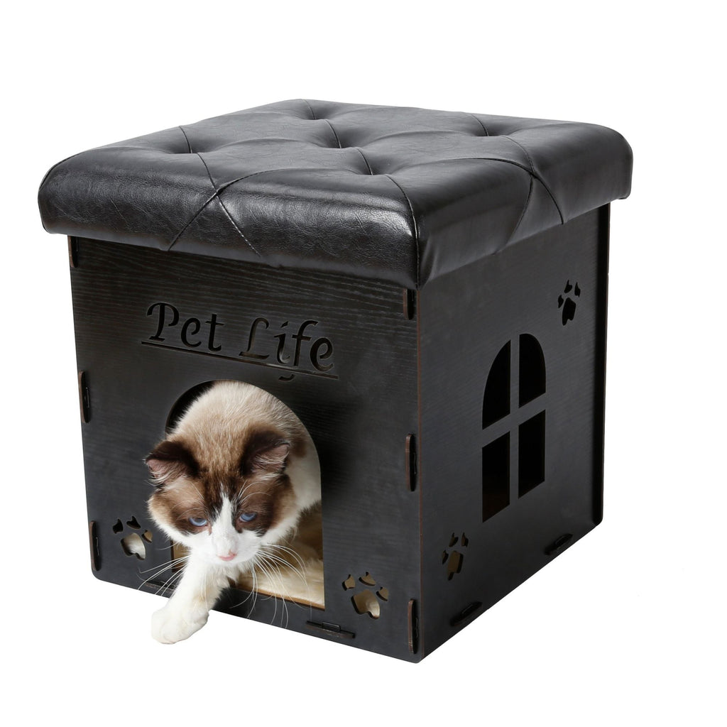 Pet Life Foldaway Collapsible Designer Cat House Furniture Bench - petspots