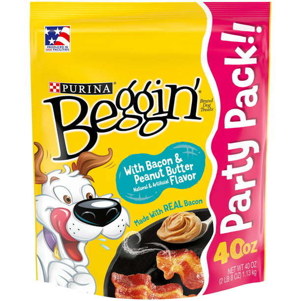 Purina Beggin' Bacon & Peanut Butter Flavor Treats for Dogs, 40 oz Pouch - petspots