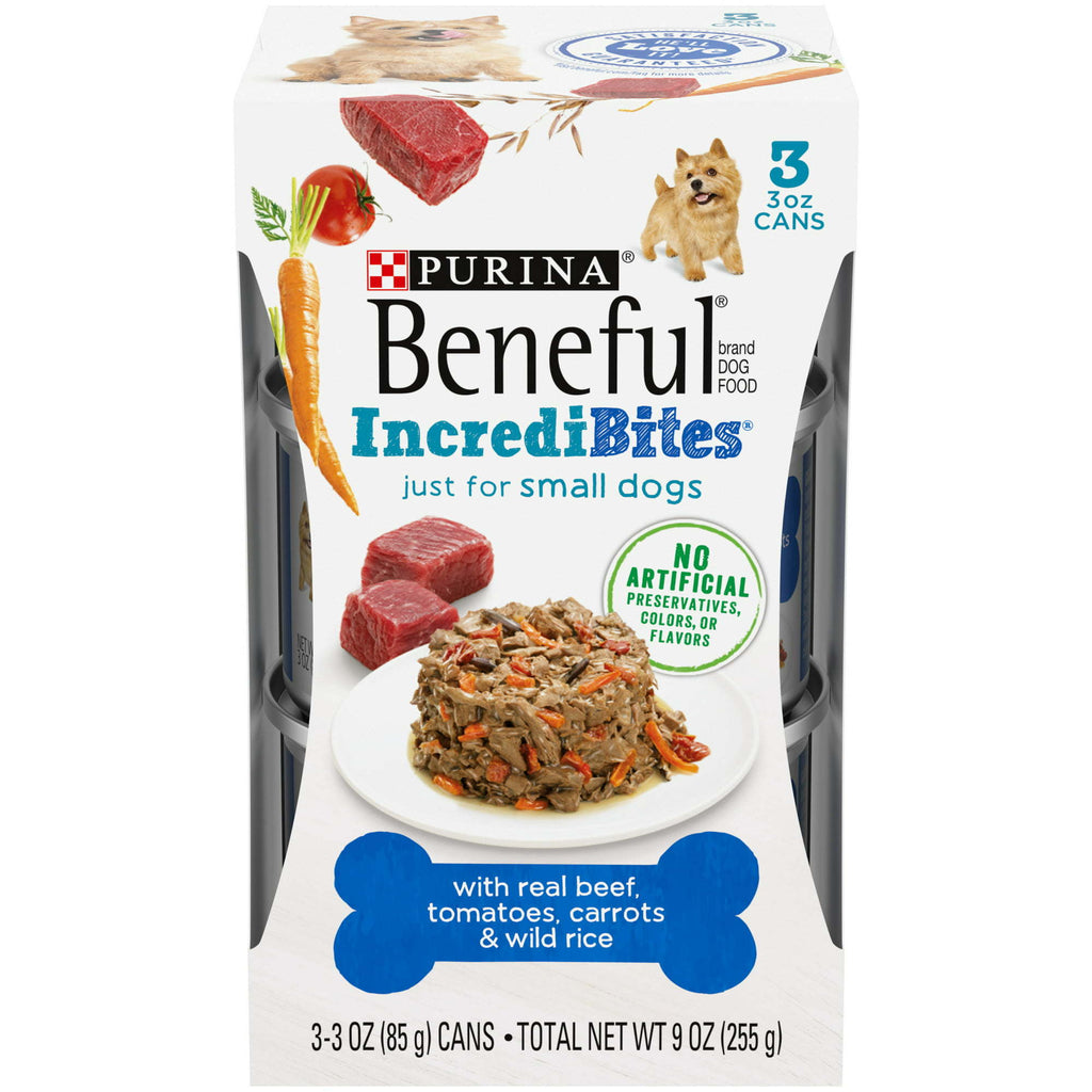 Purina Beneful IncrediBites Real Beef Gravy Wet Dog Food Variety Pack 3 oz Cans (3 Pack) - petspots