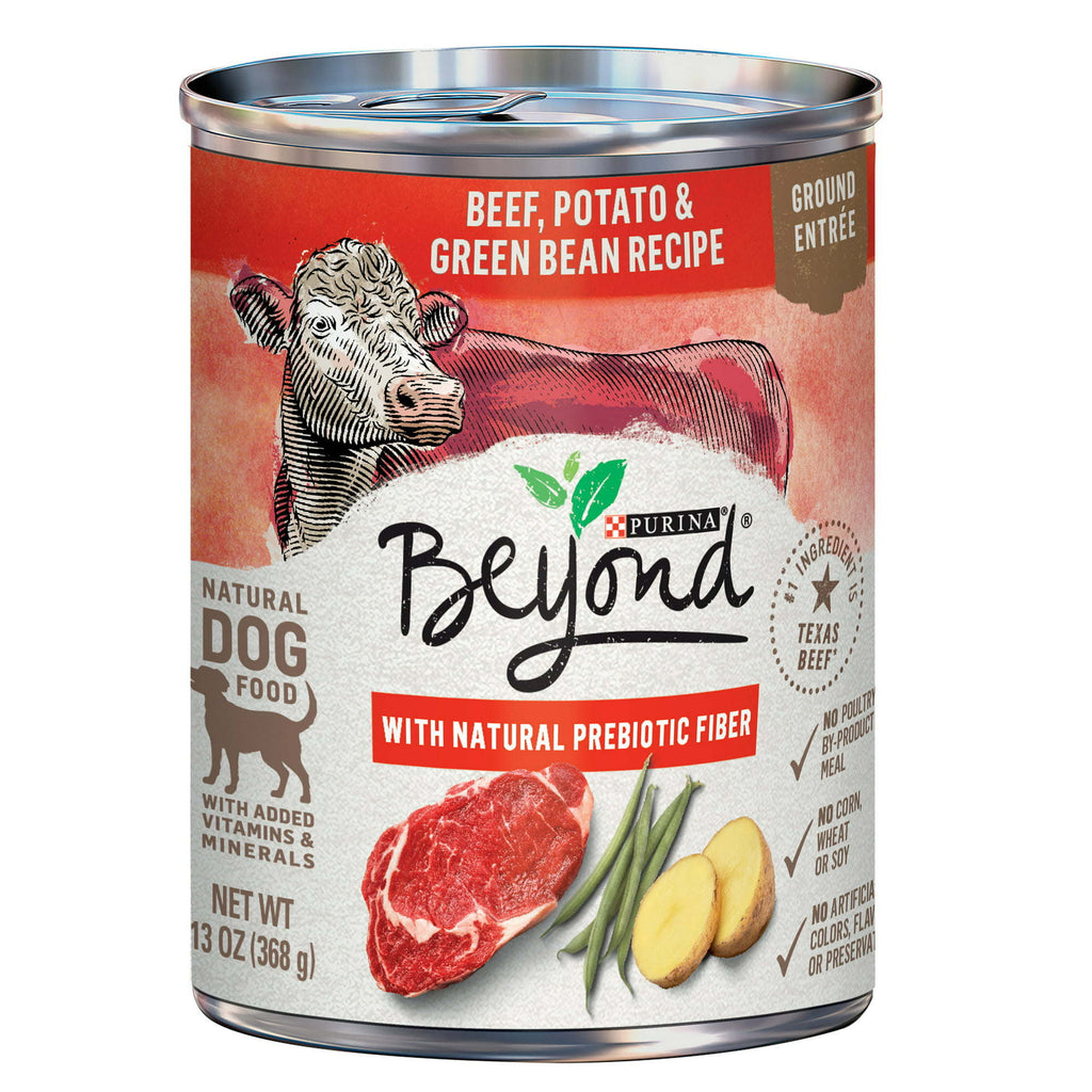 Purina Beyond Natural Wet Dog Food Pate Grain Free Beef Potato & Green Bean Recipe Ground Entree 13 oz Can - petspots