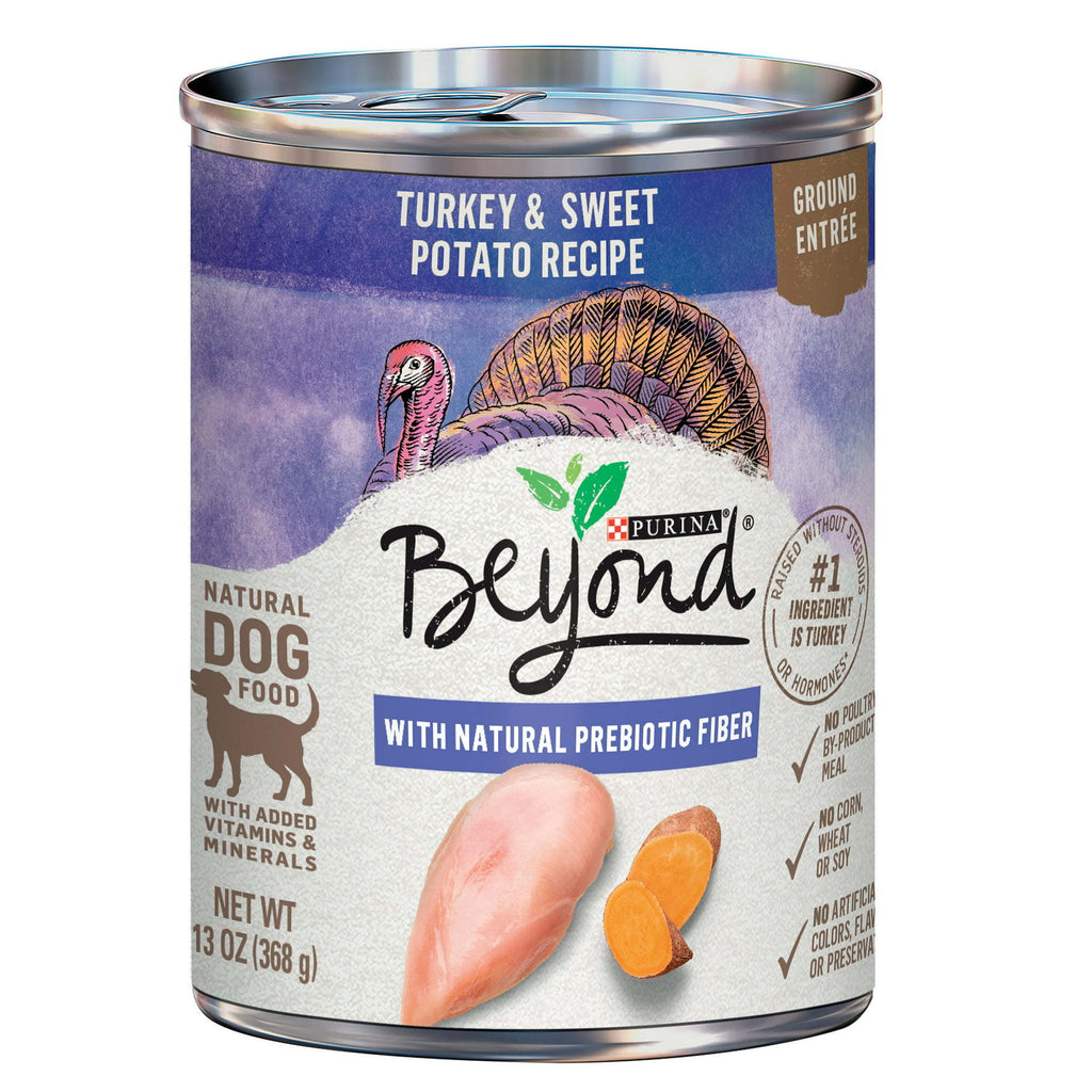 Purina Beyond Natural Wet Dog Food Pate Grain Free Turkey & Sweet Potato Recipe Ground Entree 13 oz. Can - petspots
