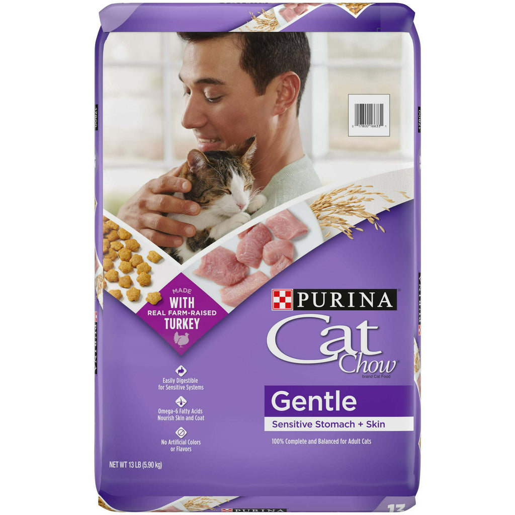 Purina Cat Chow Sensitive Stomach Turkey Dry Cat Food 13 lb Bag - petspots