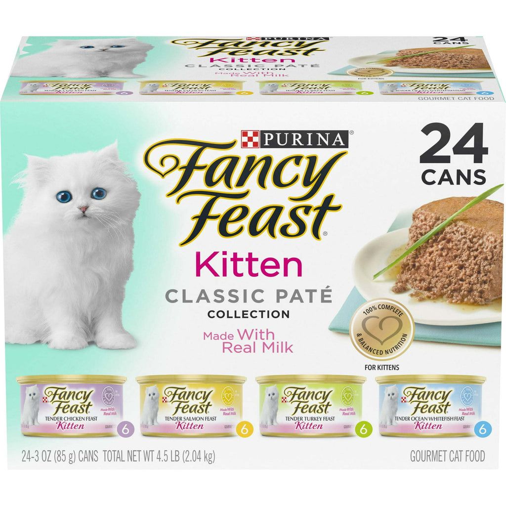 Purina Fancy Feast Classic Pate Wet Cat Food for Kittens 3 oz Boxes (24 Pack) - petspots