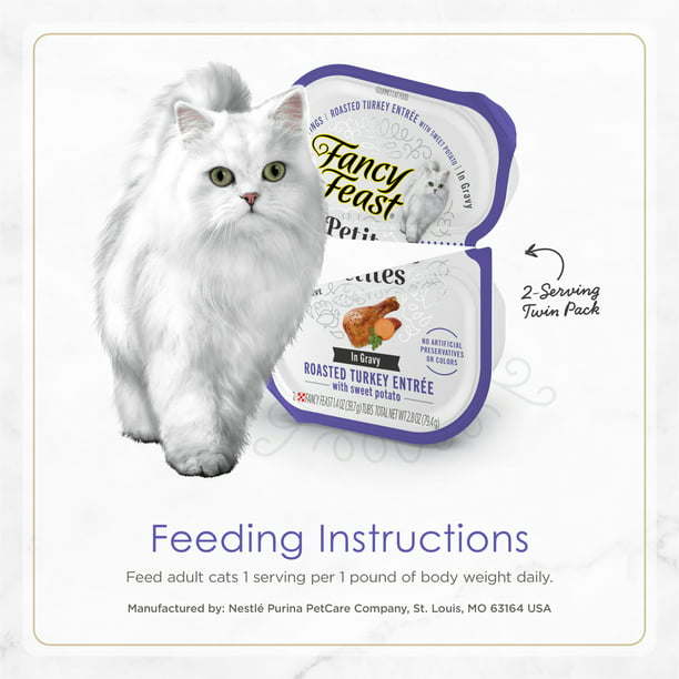 Purina Fancy Feast Petites Wet Cat Food Turkey Sweet Potato, 2.8 oz Tubs (12 Pack) - petspots