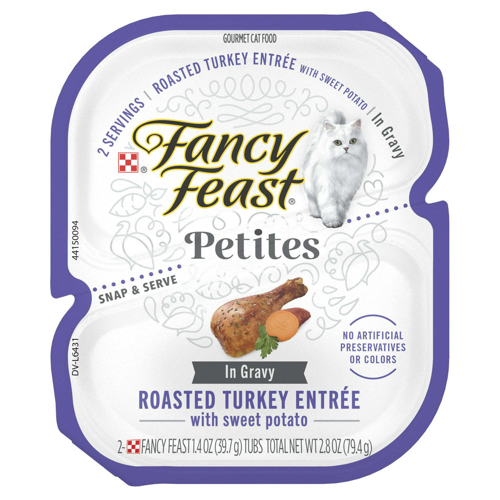 Purina Fancy Feast Petites Wet Cat Food Turkey Sweet Potato, 2.8 oz Tubs (12 Pack) - petspots