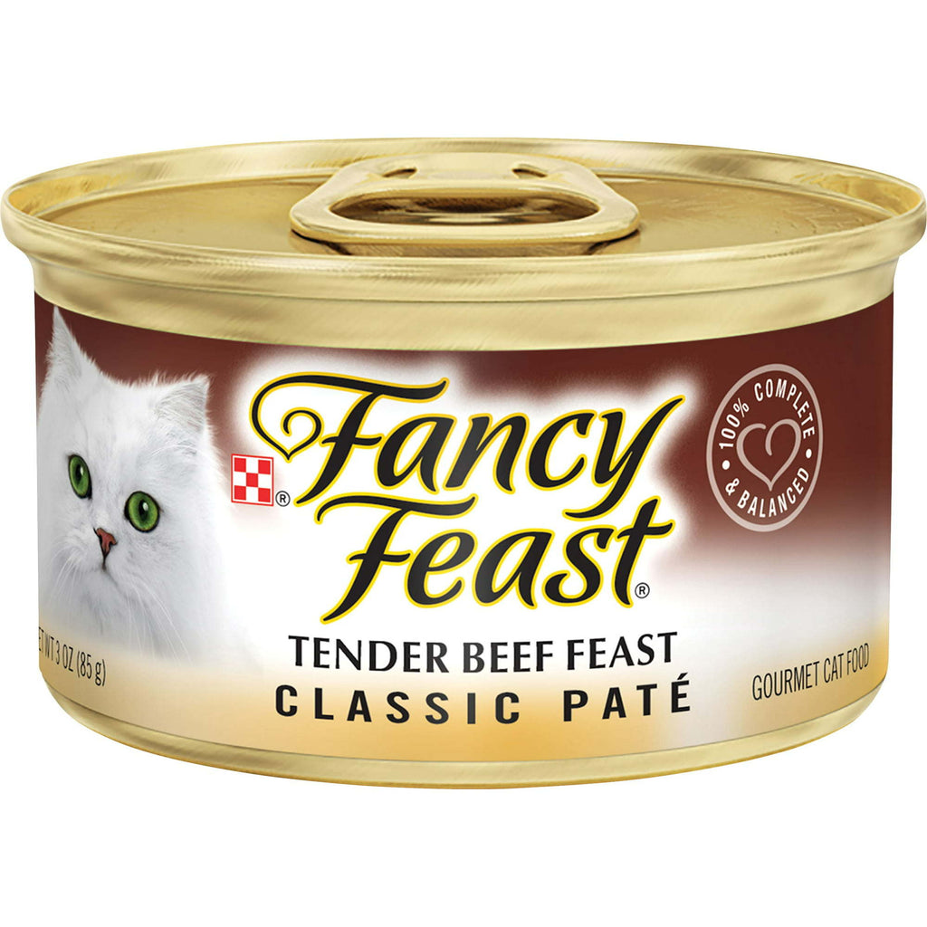 Purina Fancy Feast Tender Beef Feast Classic Grain Free Wet Cat Food Pate, 3 oz - petspots
