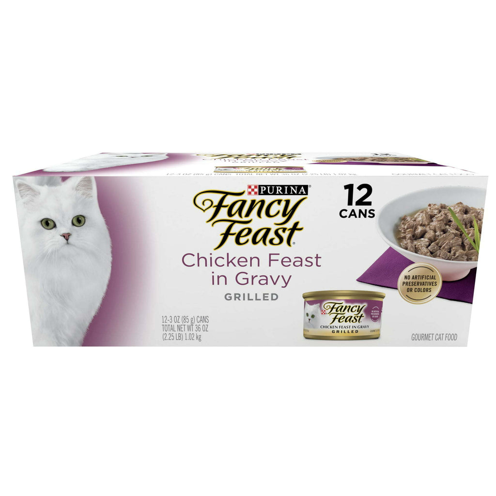 Purina Fancy Feast Wet Cat Food Chicken in Gravy 3 oz Trays (12 Pack) - petspots