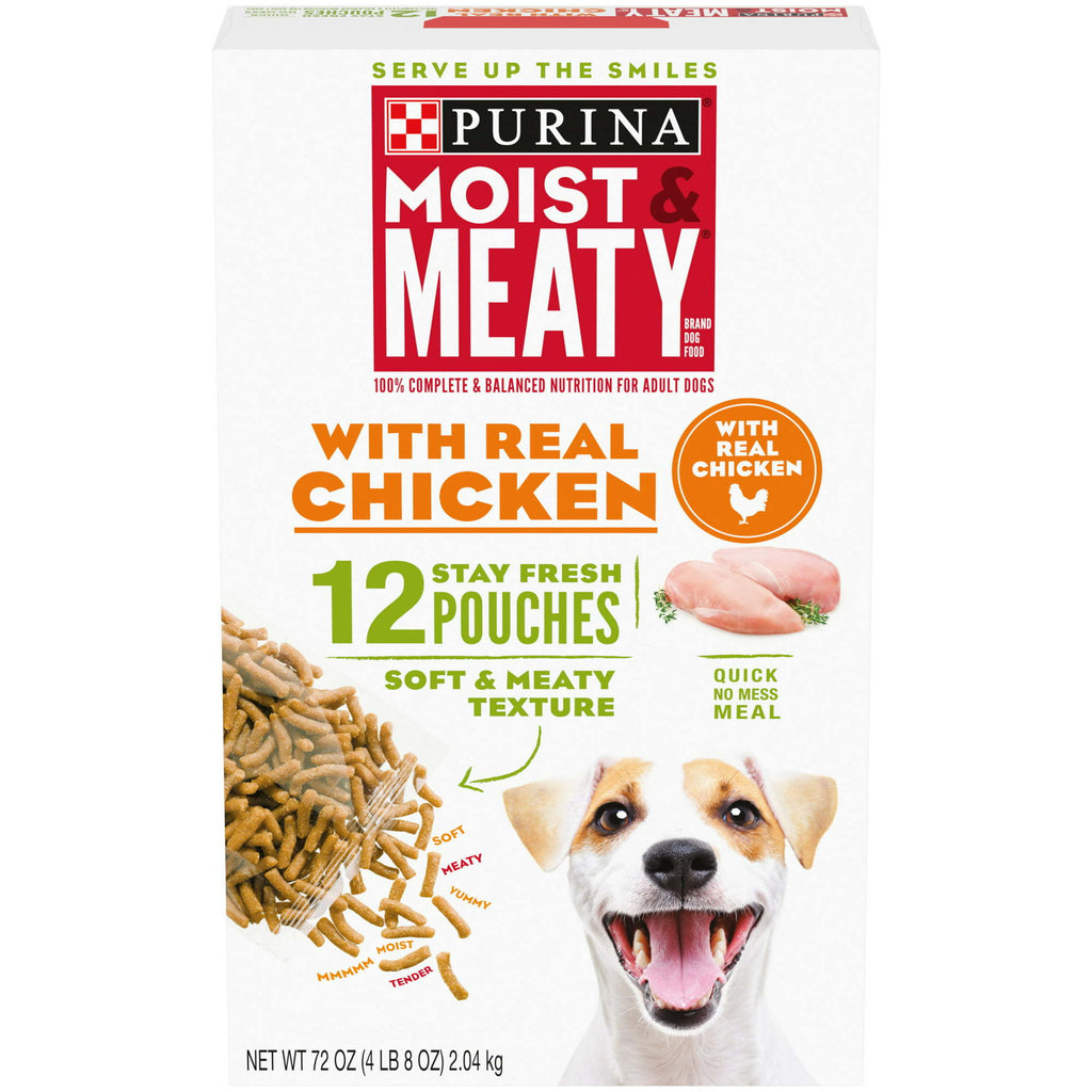 Purina Moist & Meaty Real Chicken Fresh Dog Food 72 oz Box - petspots