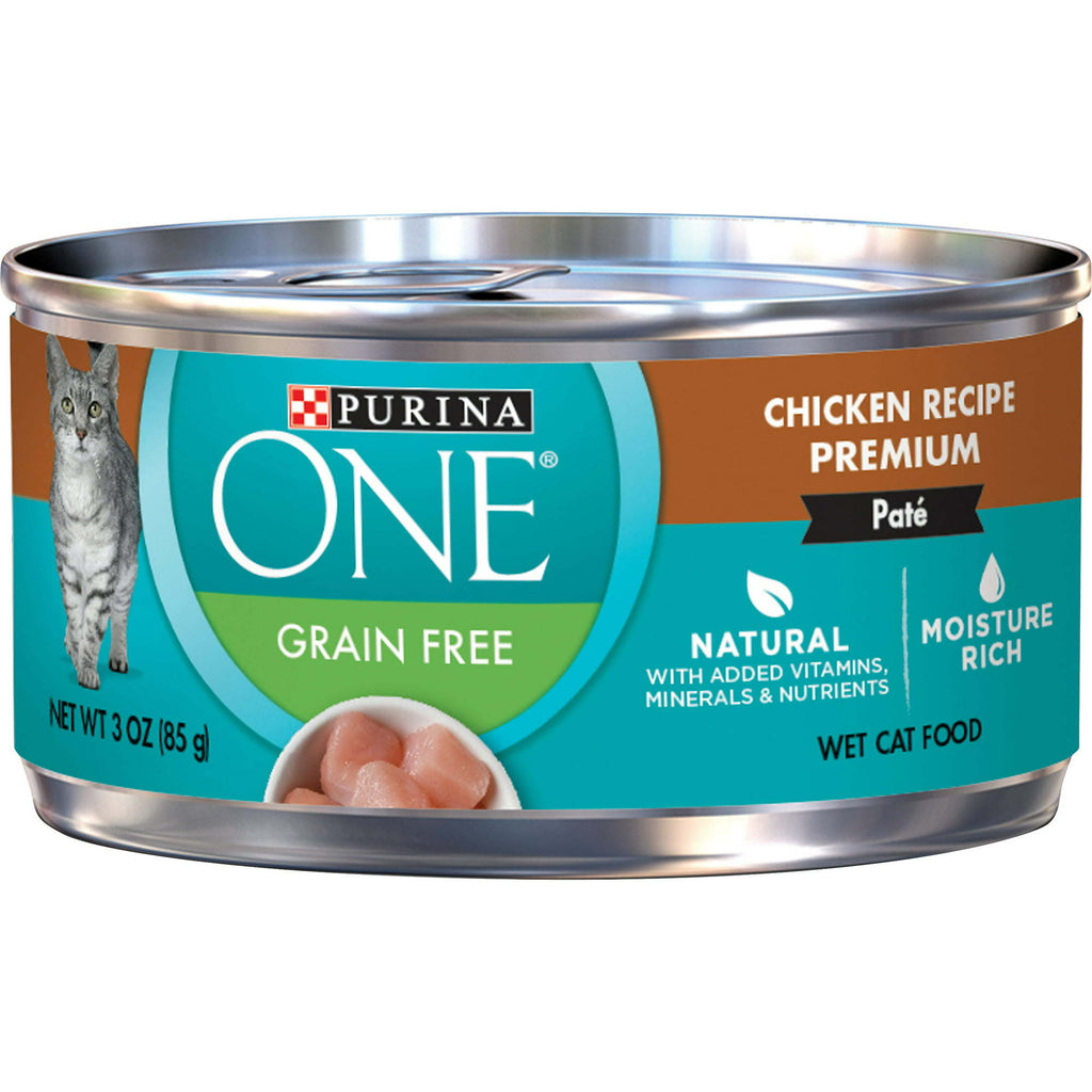 Purina ONE Chicken Recipe Natural Pate Wet Cat Food 3 oz Can - petspots