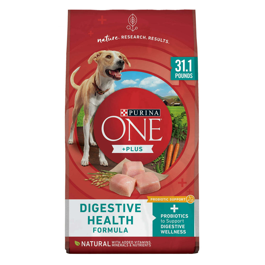 Purina One +Plus Dry Dog Food Digestive Health Formula 31.1 lb Bag - petspots