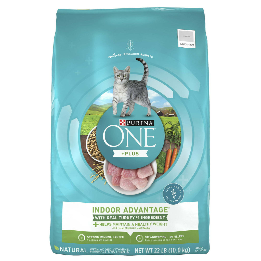 Purina One +Plus Indoor Advantage Dry Cat Food Turkey 22 lb Bag - petspots