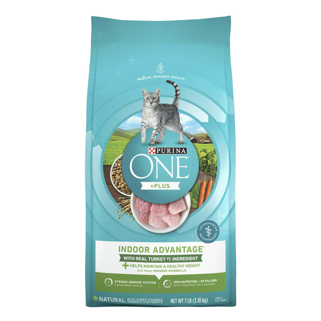 Purina One +Plus indoor Advantage Dry Cat Food Turkey, 7 lb Bag - petspots