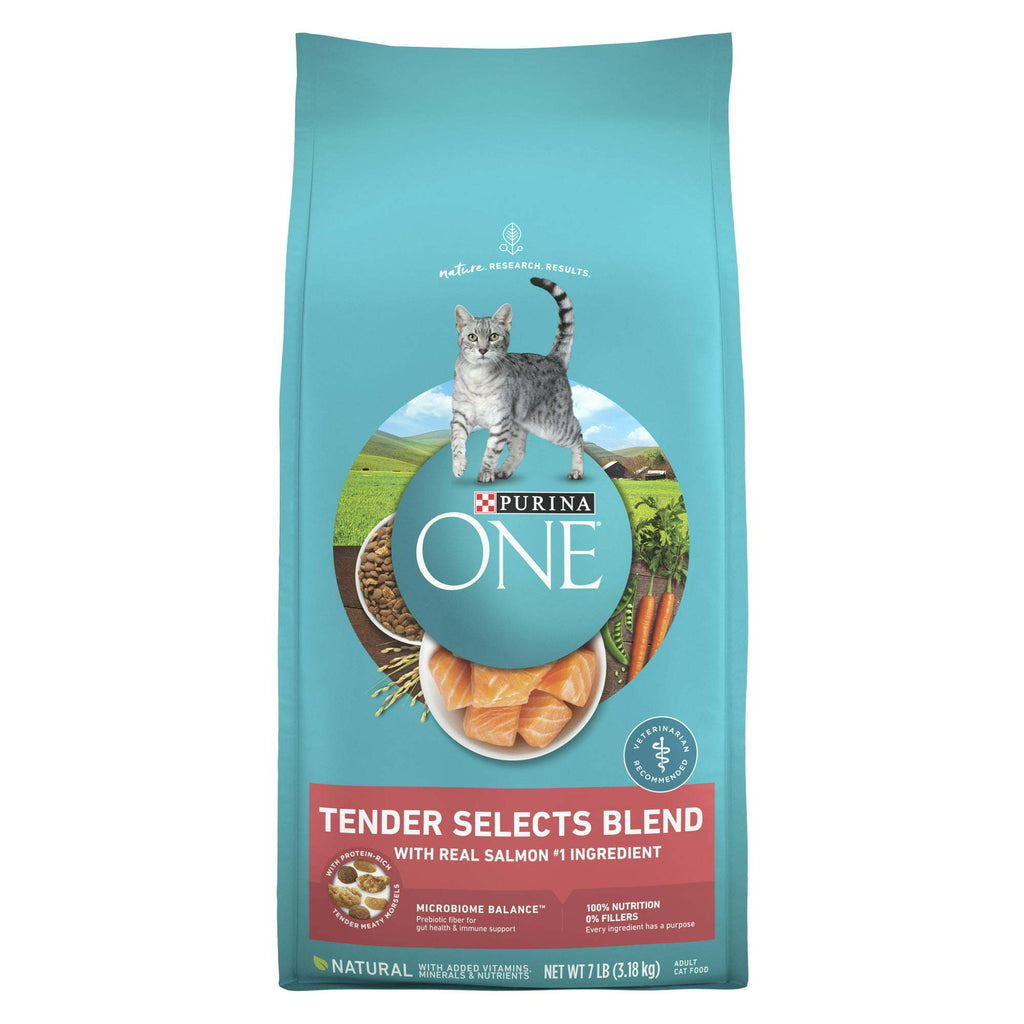 Purina One Tender Selects Blend Dry Cat Food Salmon 7 lb Bag - petspots