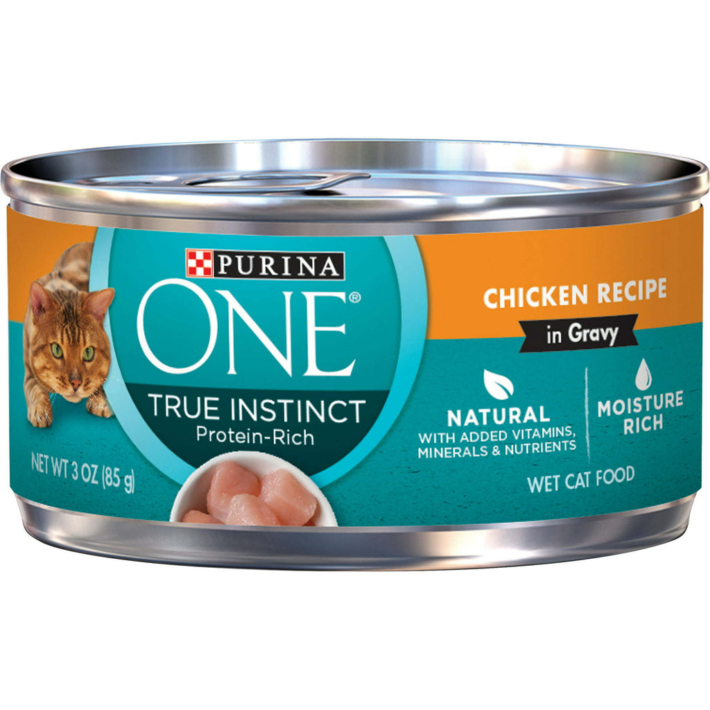 Purina ONE True Instinct Chicken Gravy Wet Cat Food, 3 oz Can - petspots