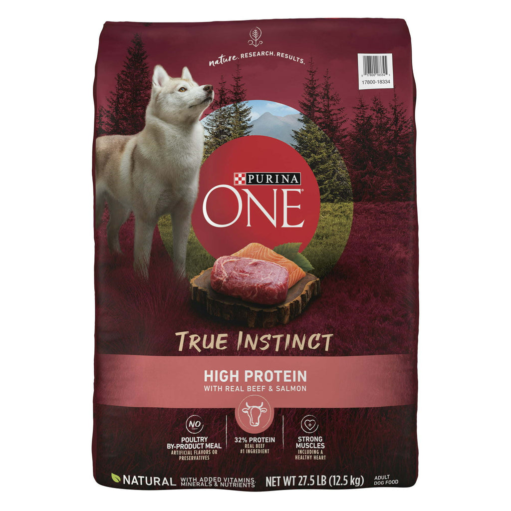Purina One True Instinct Dry Dog Food Beef and Salmon 27.5 lb Bag - petspots