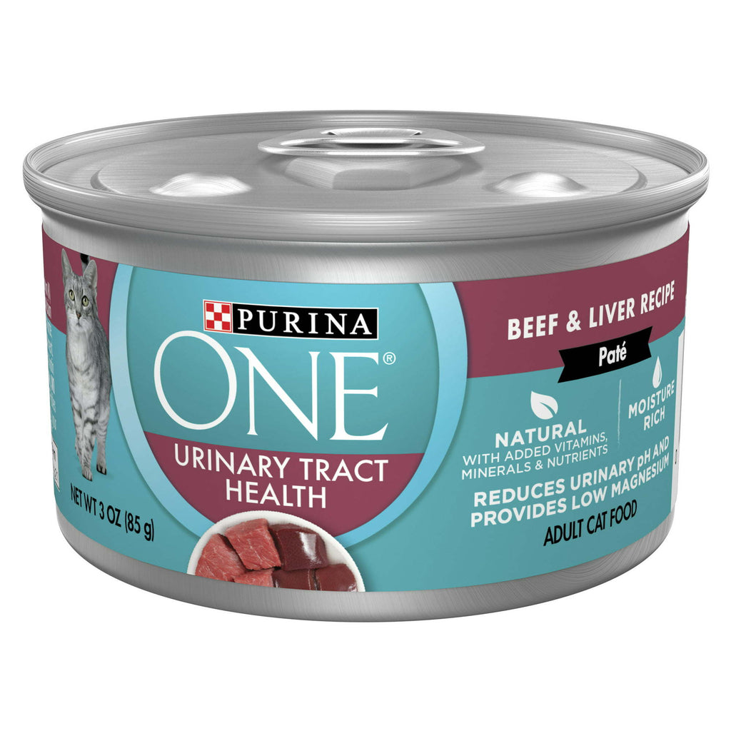 Purina ONE Urinary Tract Health Beef & Liver Natural Pate Wet Cat Food 3 oz Can - petspots