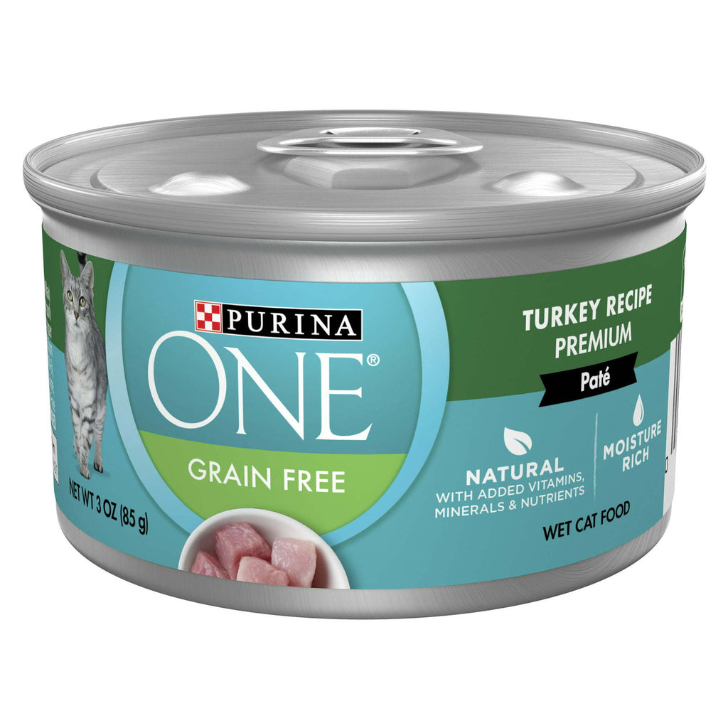 Purina One Wet Cat Food Turkey, Grain-Free, 3 oz Cans (24 Pack) - petspots