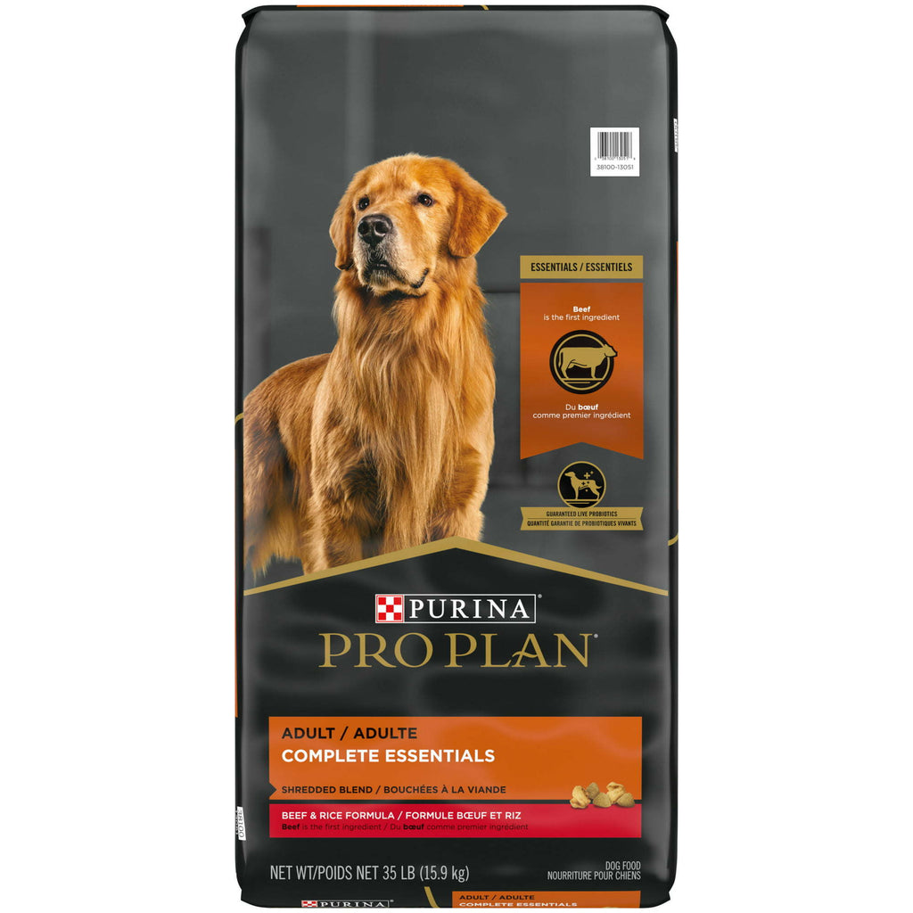 Purina Pro Plan Complete Essentials for Adult Dogs Beef Rice, 35 lb Bag - petspots