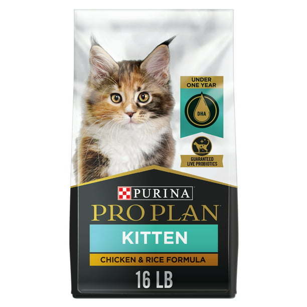 Purina Pro Plan Dry Kitten Food for Kittens Chicken Rice Dry Cat Food, 16 lb Bag - petspots