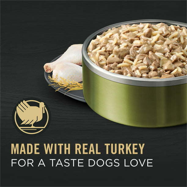 Purina Pro Plan Morsels in Gravy Wet Dog Food for Adult Dogs Turkey, 13 oz Cans (12 Pack) - petspots