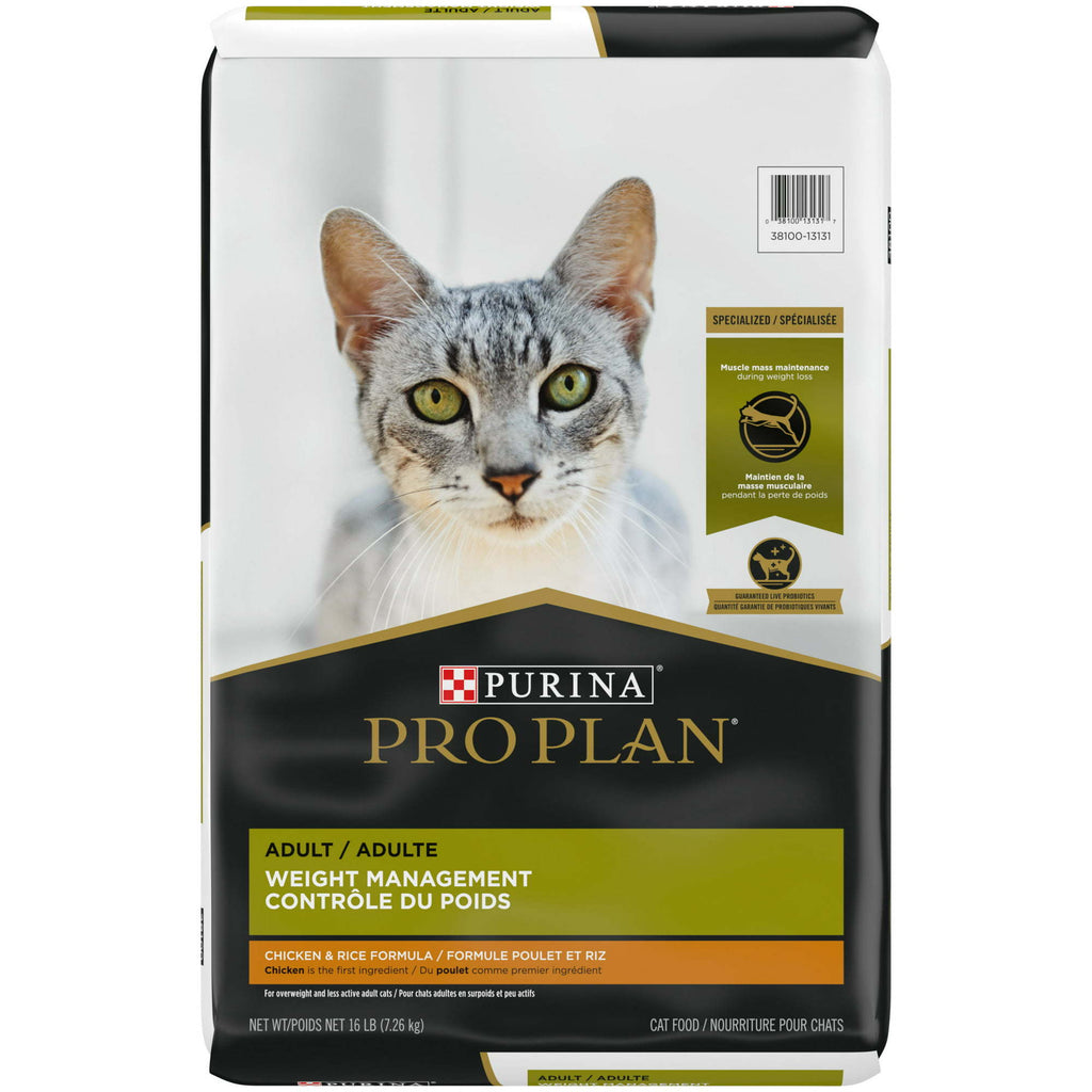 Purina Pro Plan Weight Management Dry Cat Food Chicken Rice, 16 lb Bag - petspots