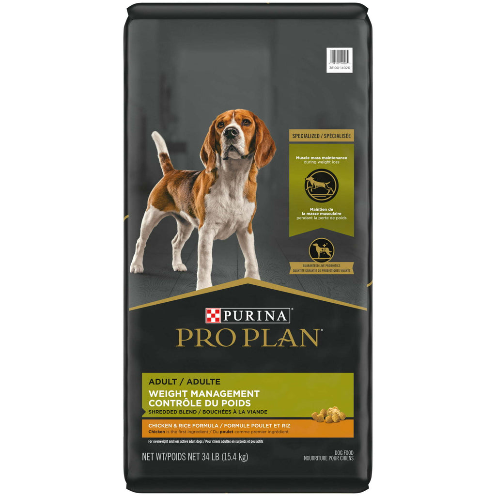 Purina Pro Plan Weight Management for Adult Dogs Chicken Rice 34 lb Bag - petspots