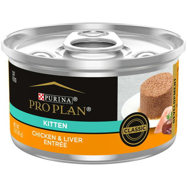 Purina Pro Plan Wet Cat Food for Kittens Chicken Liver, 3 oz Cans (24 Pack) - petspots